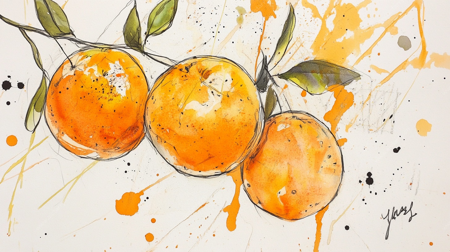 水彩绘三橘