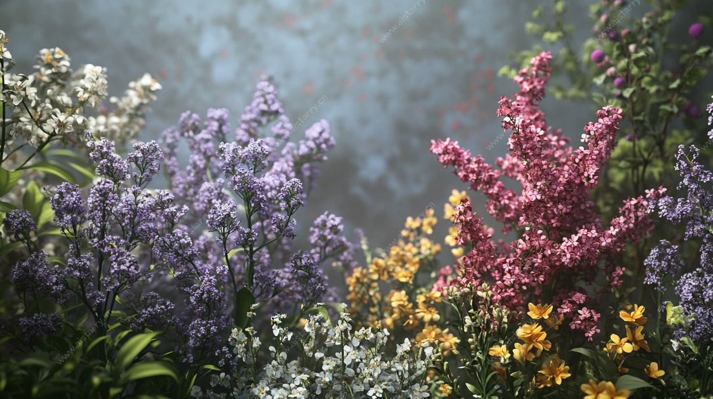 多彩繁花绽放的美丽景致