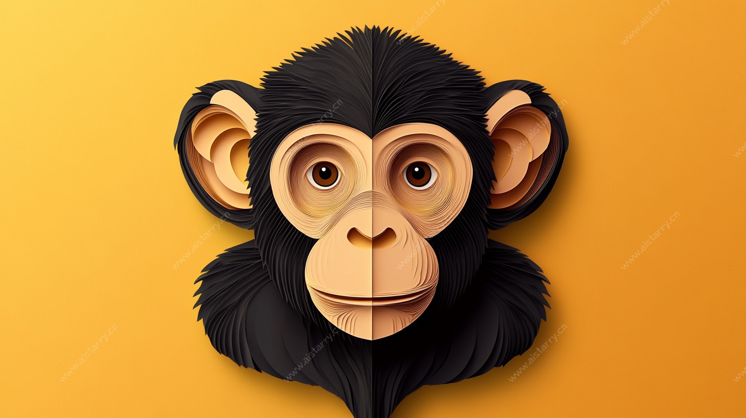 卡通黑猩猩头像插画