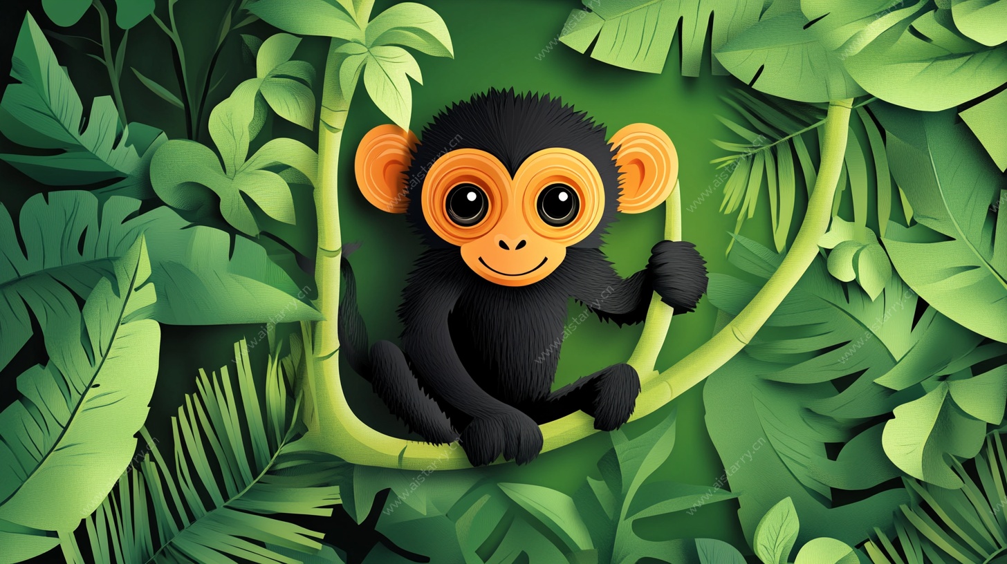 丛林中的可爱小猴