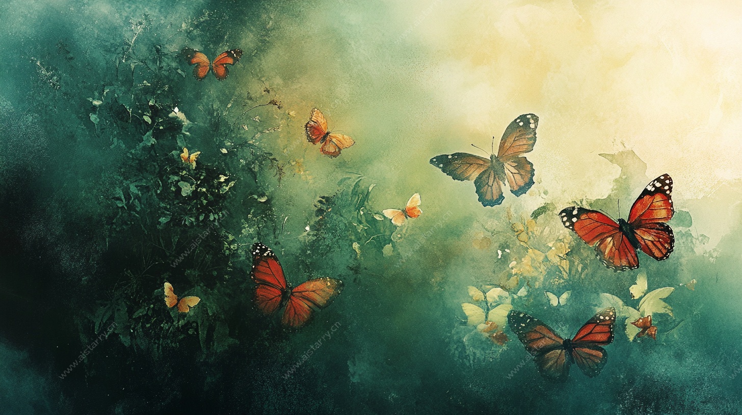 梦幻蝶舞花丛间