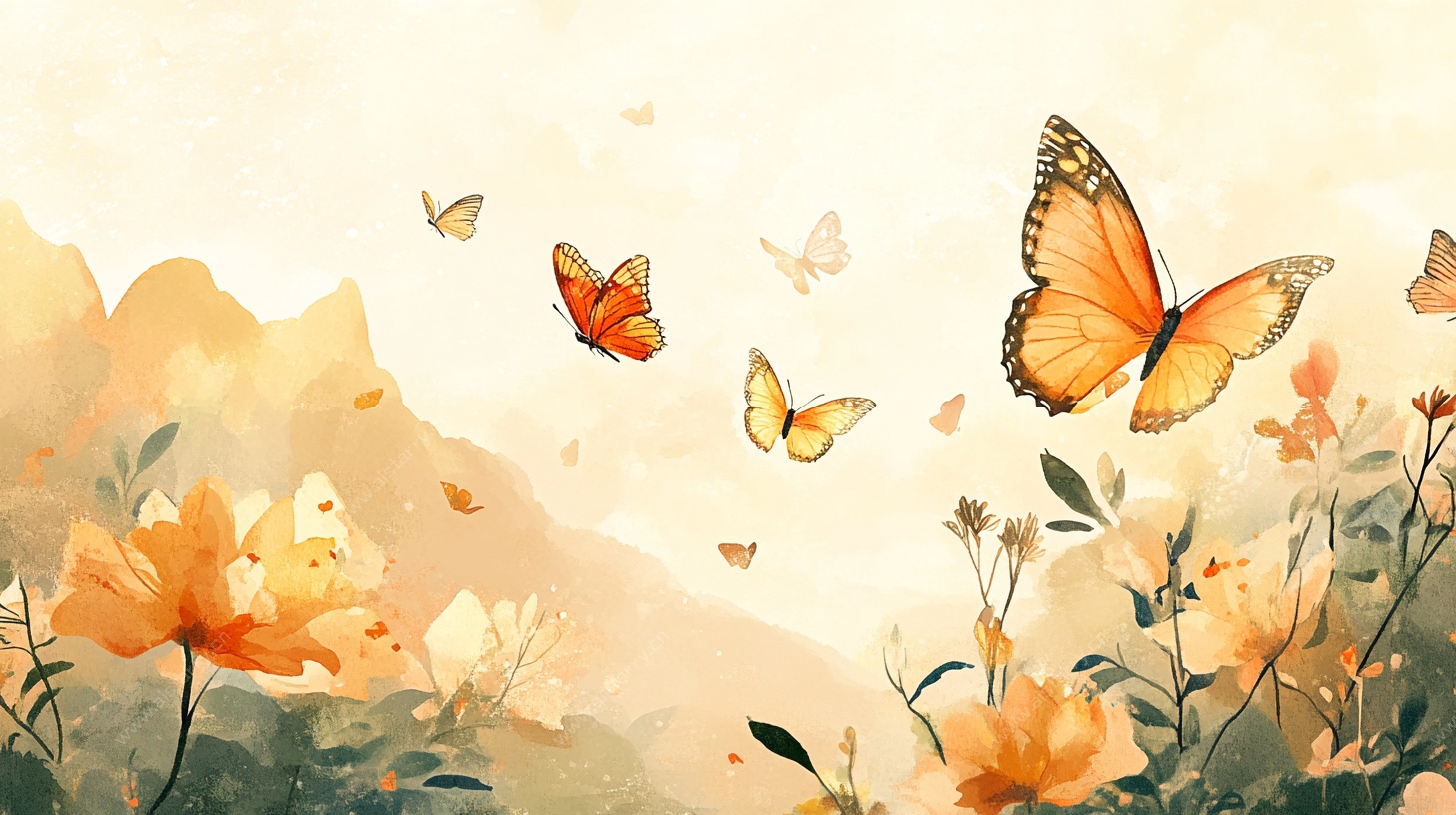 春日蝶舞花丛间