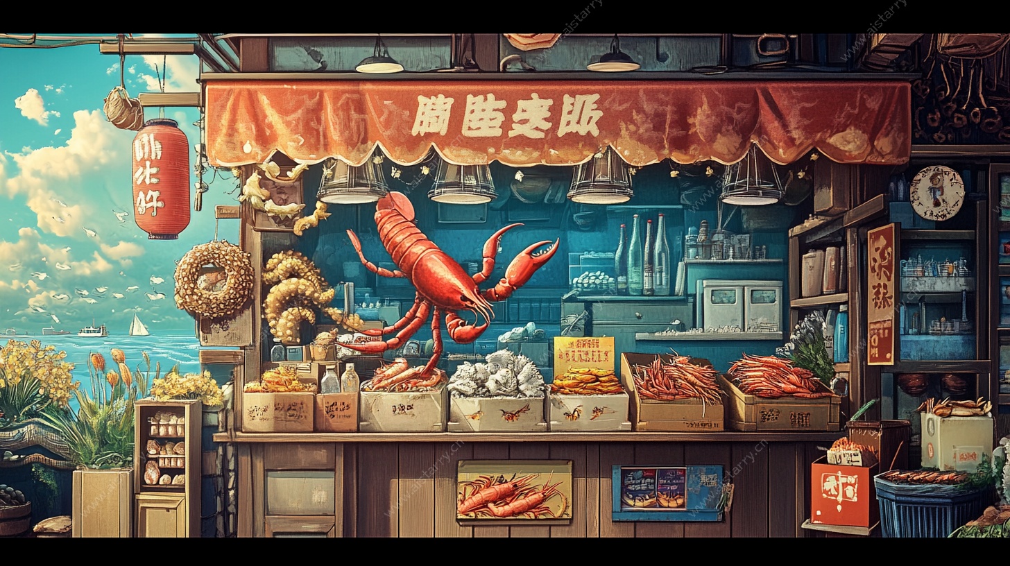 海鲜小铺插画