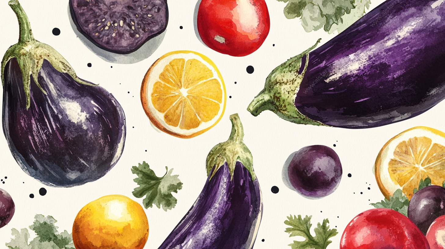 水彩绘多彩蔬果图案