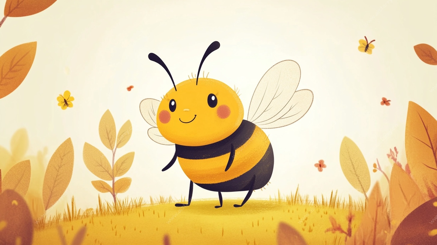 可爱小蜜蜂在秋日草地