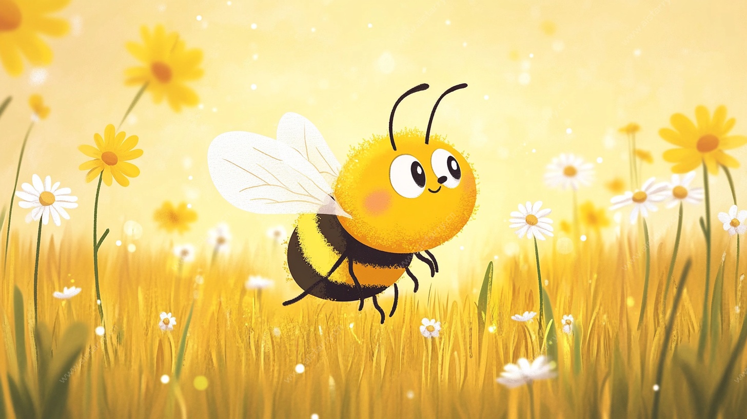 可爱蜜蜂在花海中飞舞