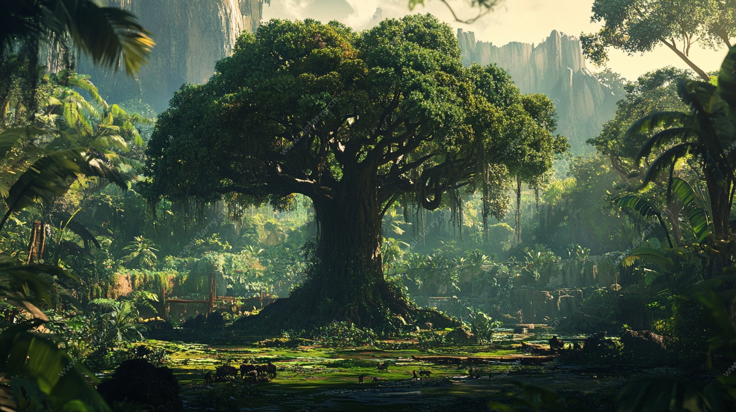 奇幻森林中的参天巨树