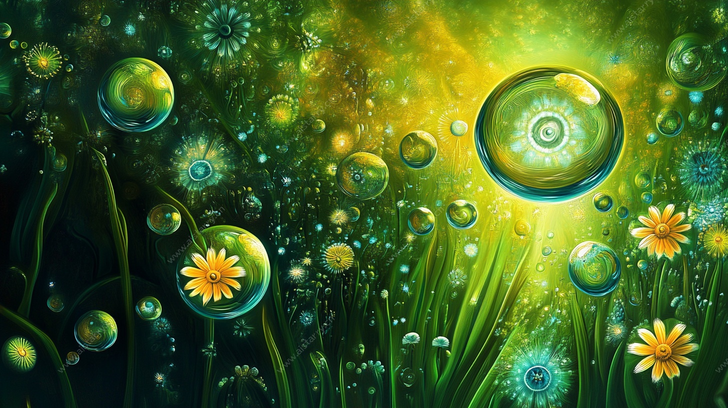 梦幻气泡花草奇幻背景图