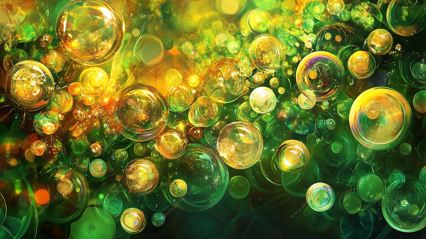 梦幻绿金气泡背景图