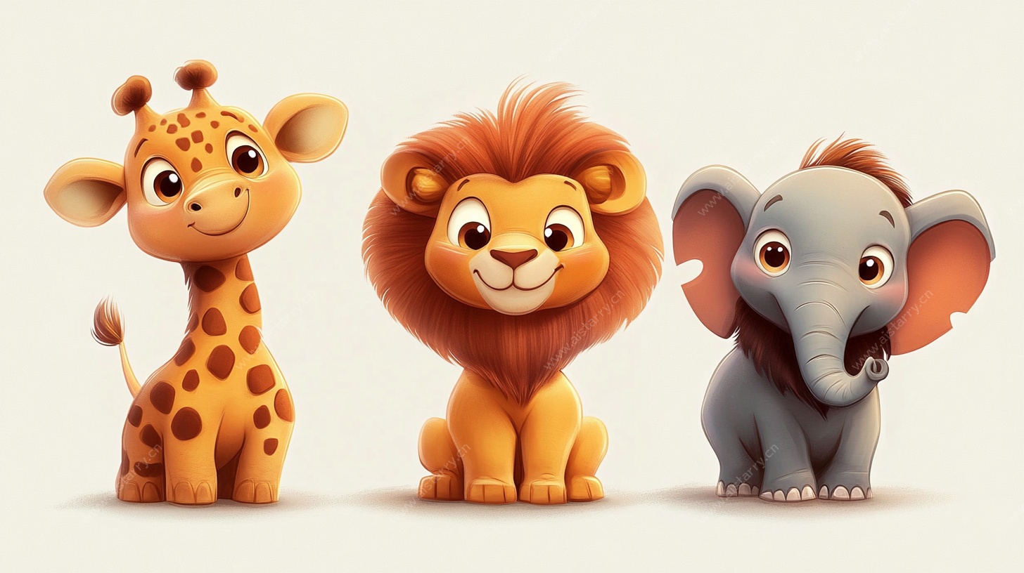 可爱卡通野生动物三伙伴