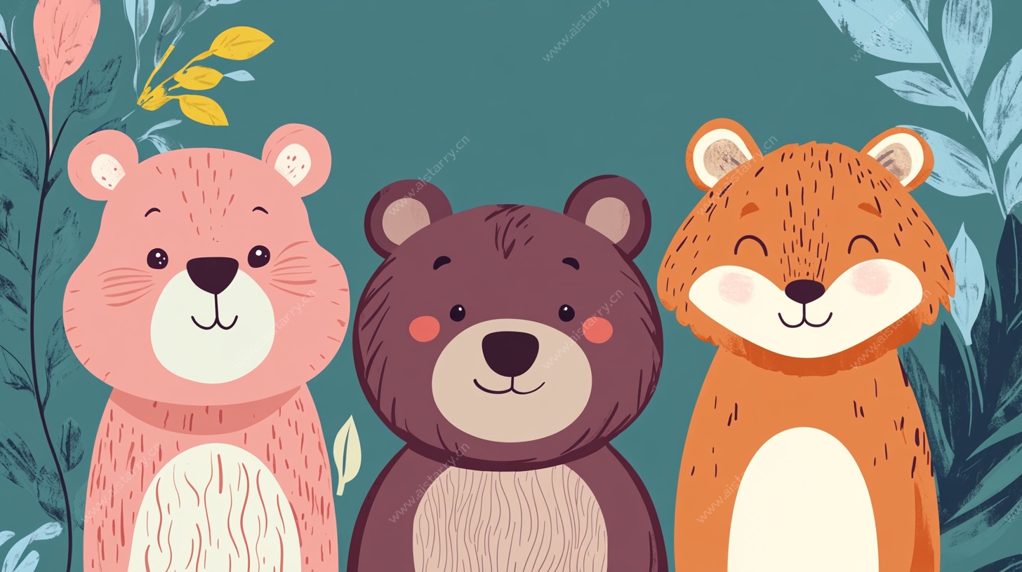 三只可爱小动物插画