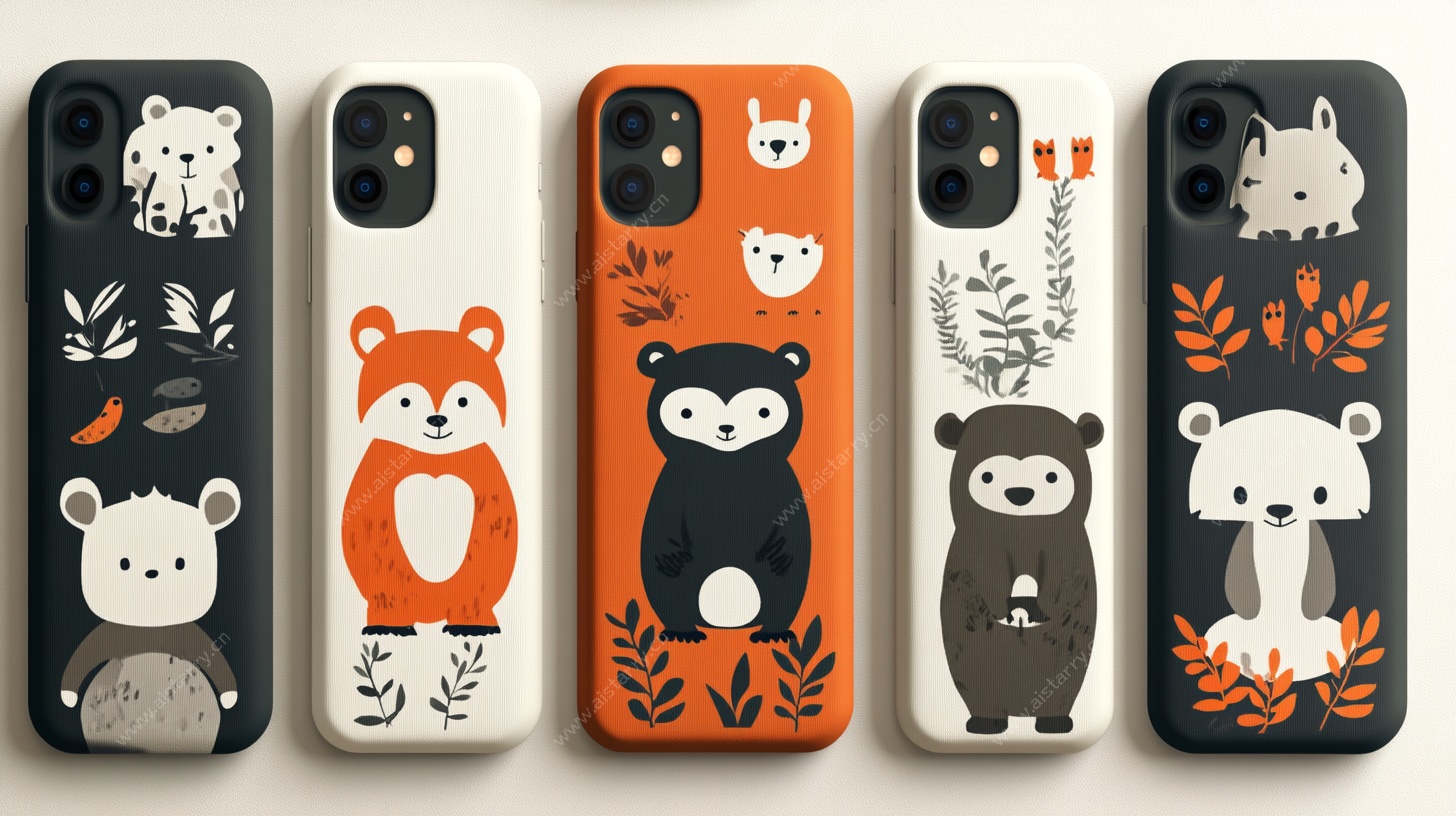 可爱动物图案手机壳展示