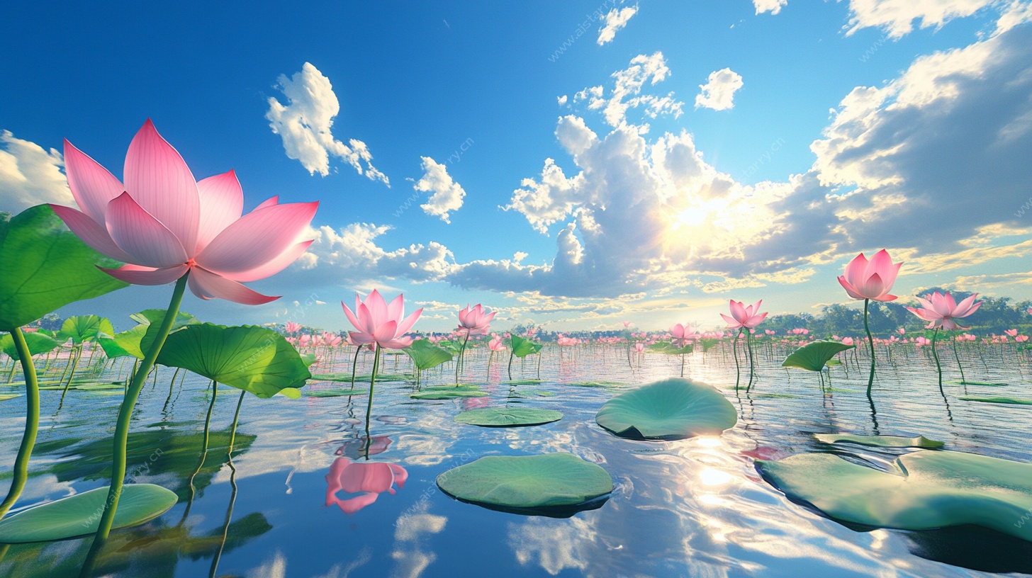 梦幻荷塘夏日美景