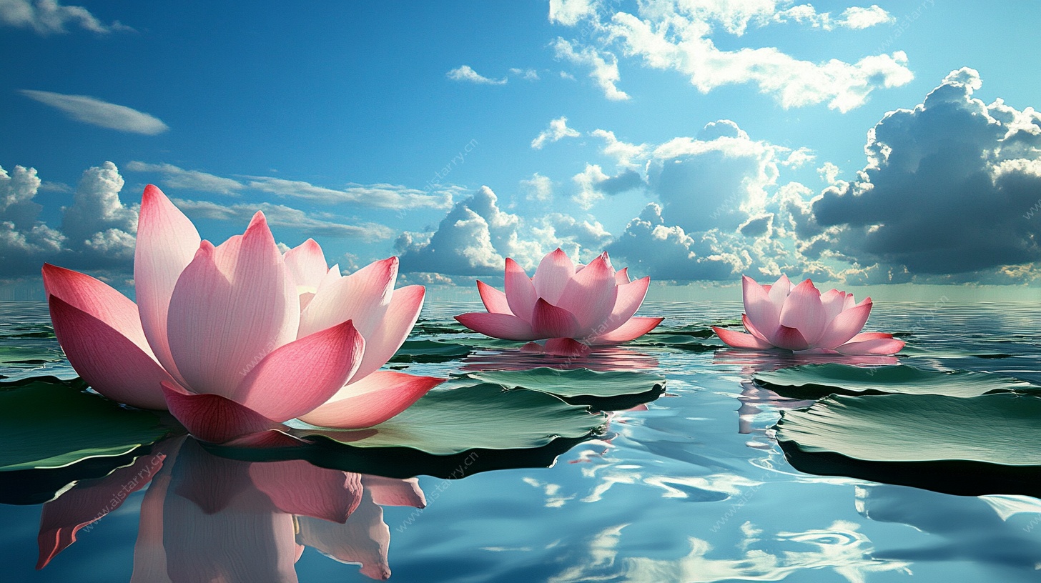 梦幻水莲花海美景