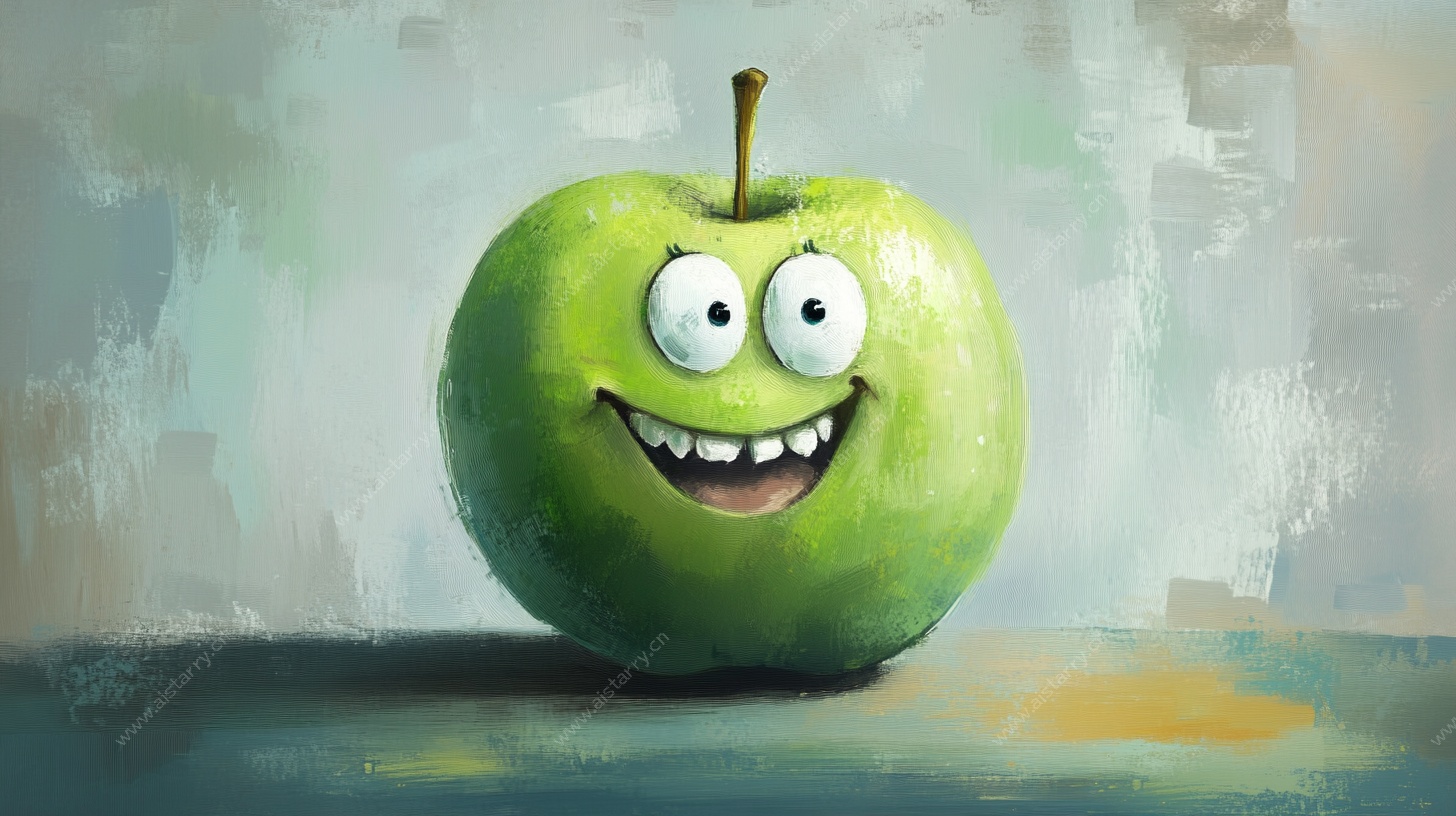 笑脸青苹果插画
