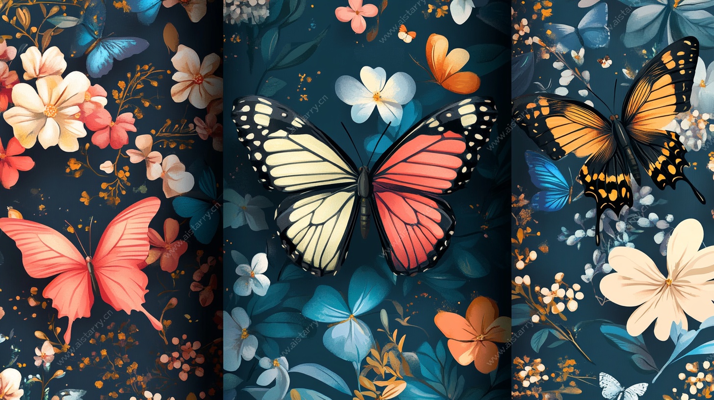 蝴蝶花卉图案集合