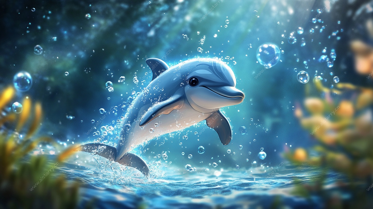 跃出水面的可爱海豚