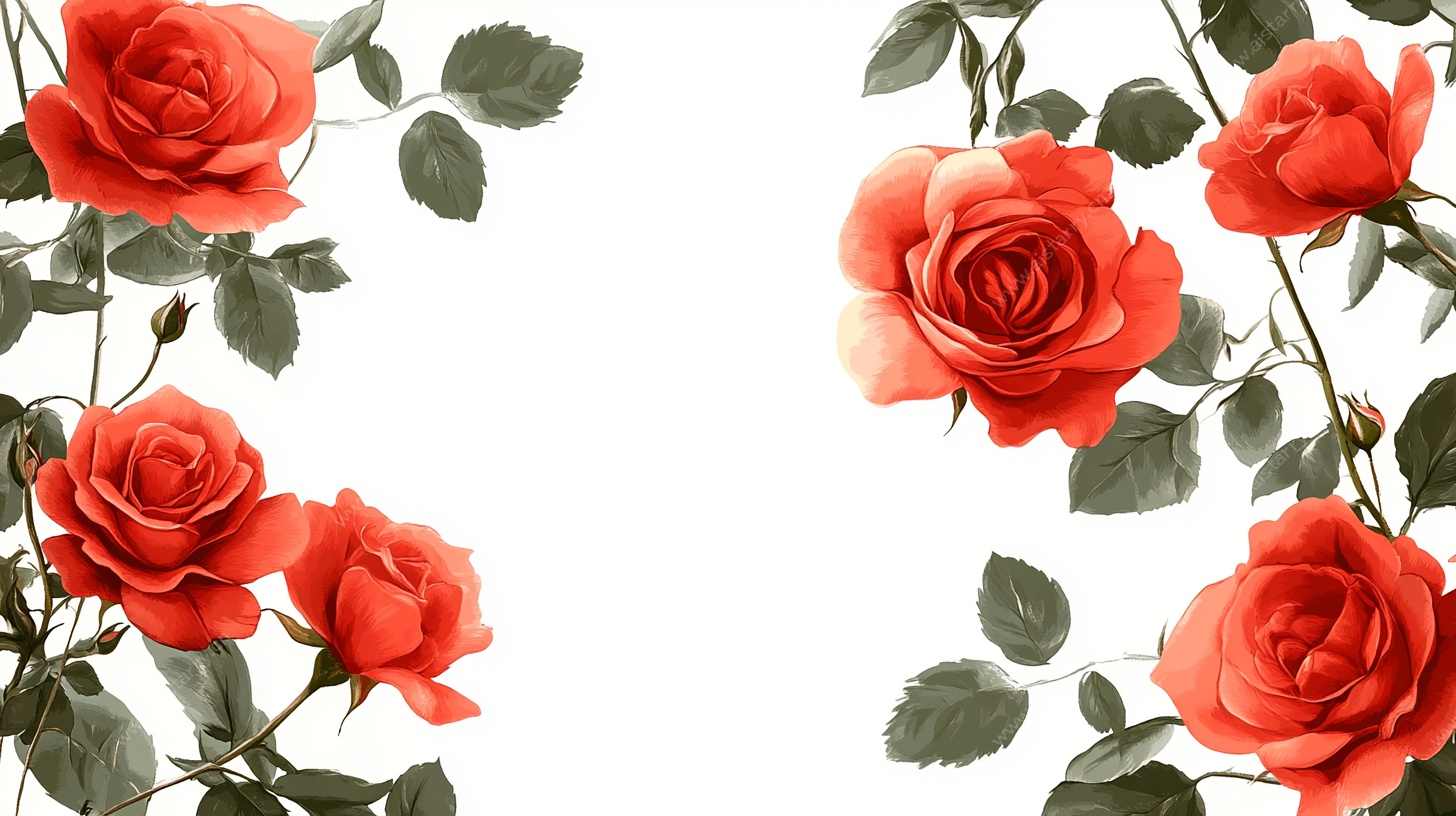 鲜艳红玫瑰 浪漫花卉图