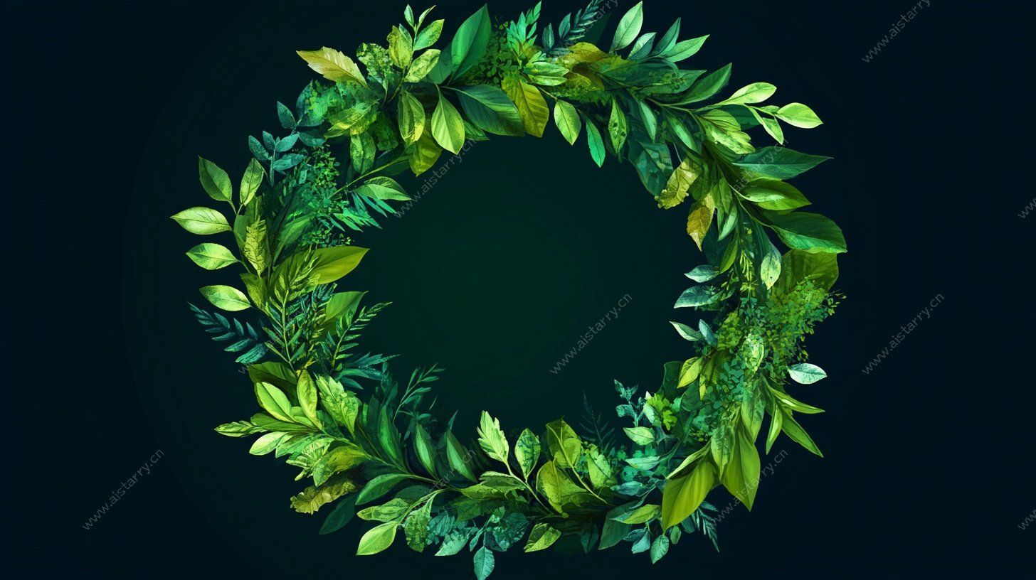 绿叶花环插画