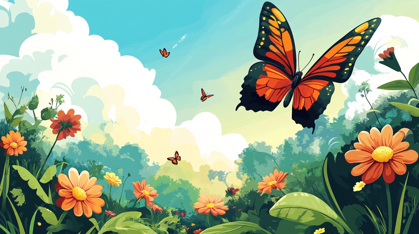 蝴蝶在花丛中飞舞