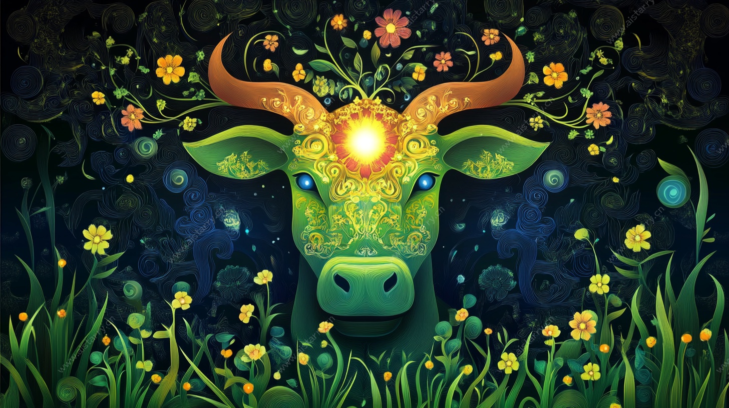 梦幻花纹牛 神秘花卉环绕
