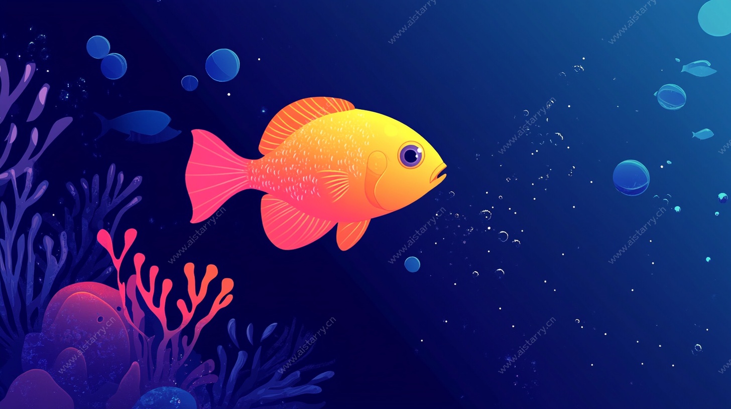 畅游海底的鲜艳热带鱼