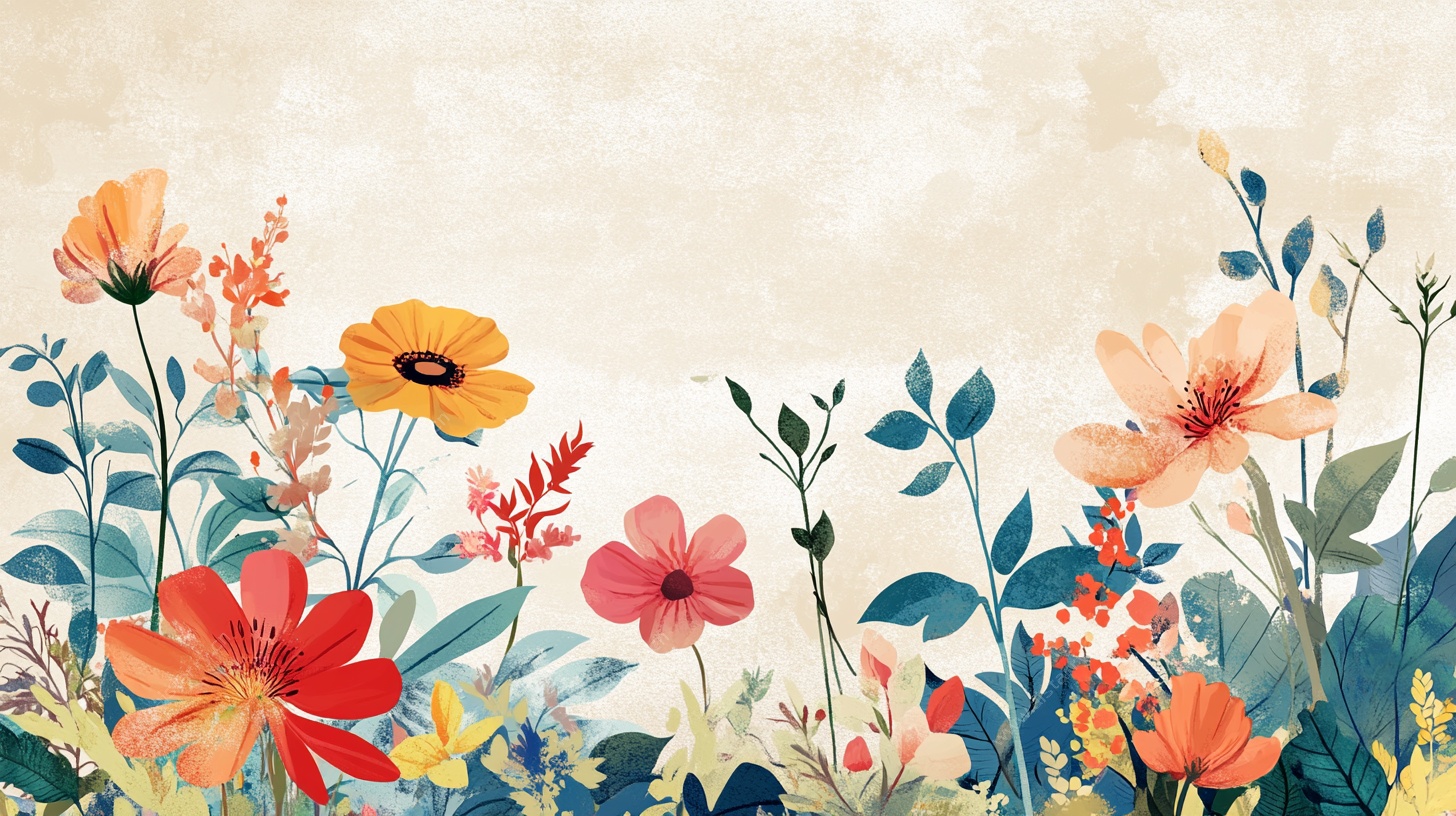 手绘花卉边框插画