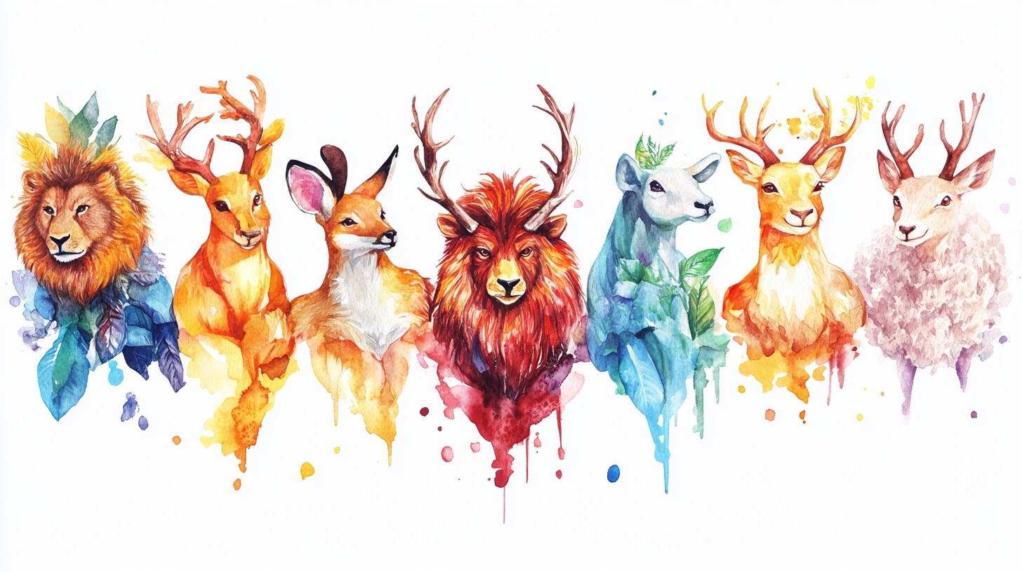 水彩风格野生动物大集合