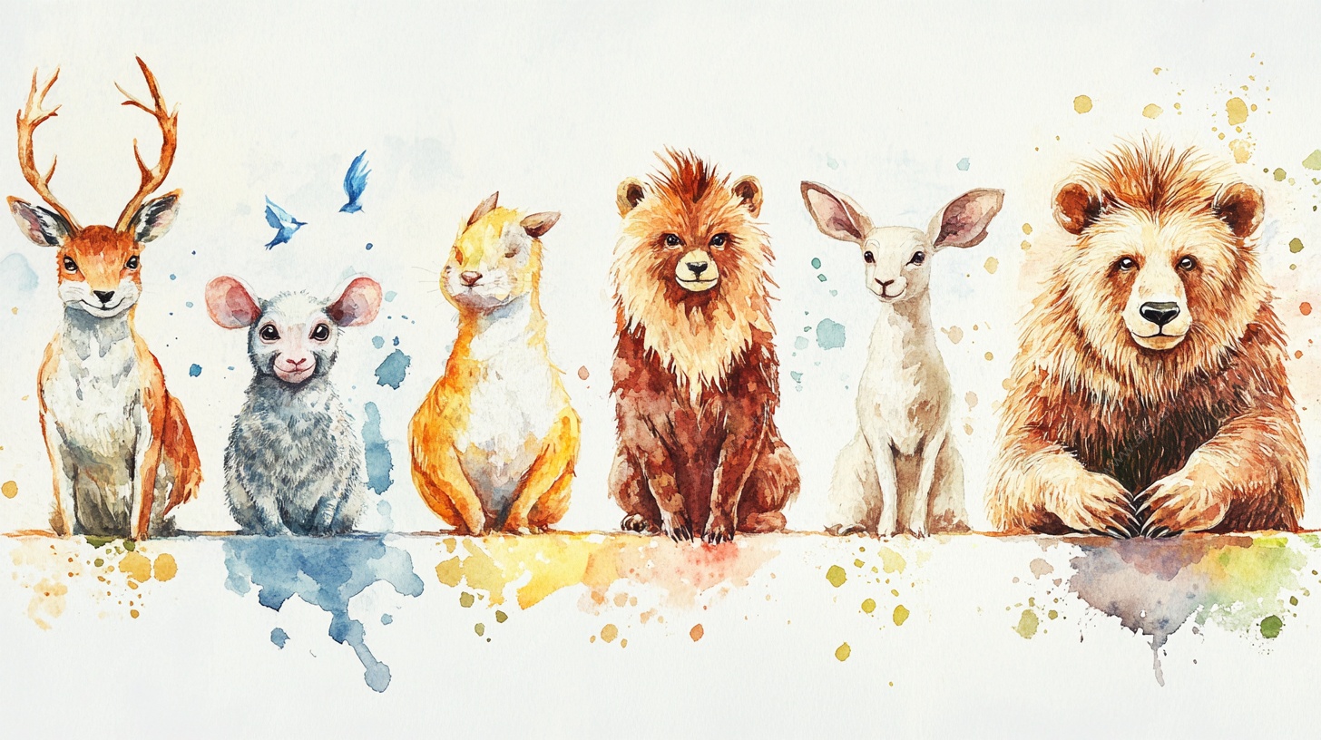 可爱动物水彩插画集合