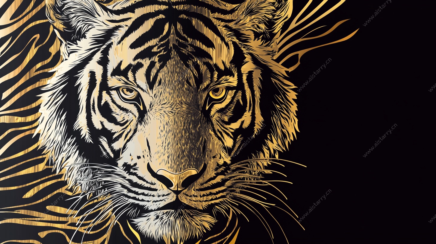 金色虎首图案