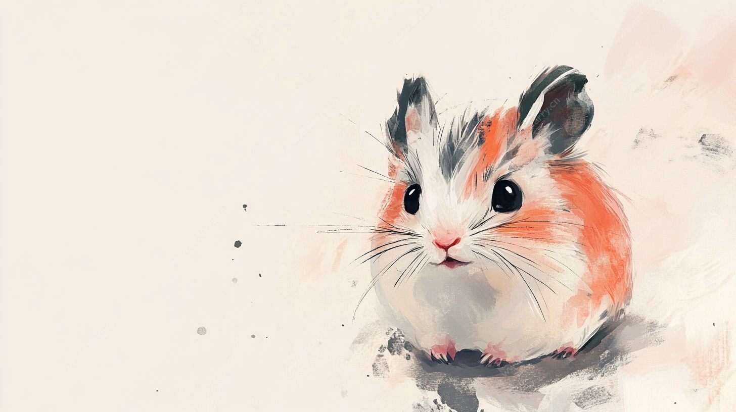 水彩风可爱仓鼠插画