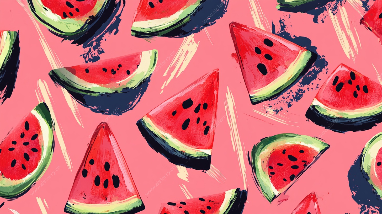 水彩风西瓜图案背景图