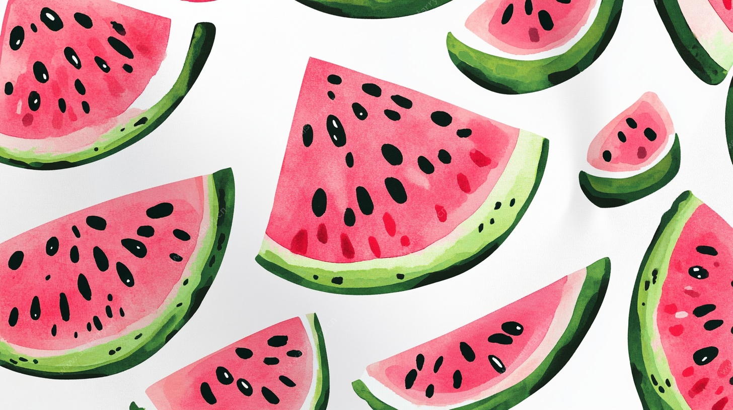 水彩风西瓜切片图案