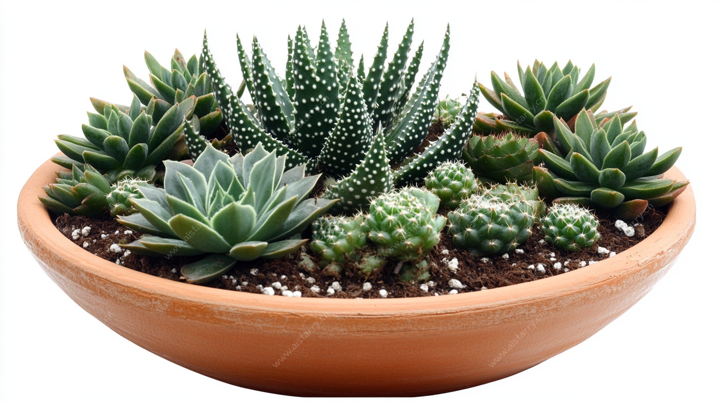 陶盆中的多肉植物组合