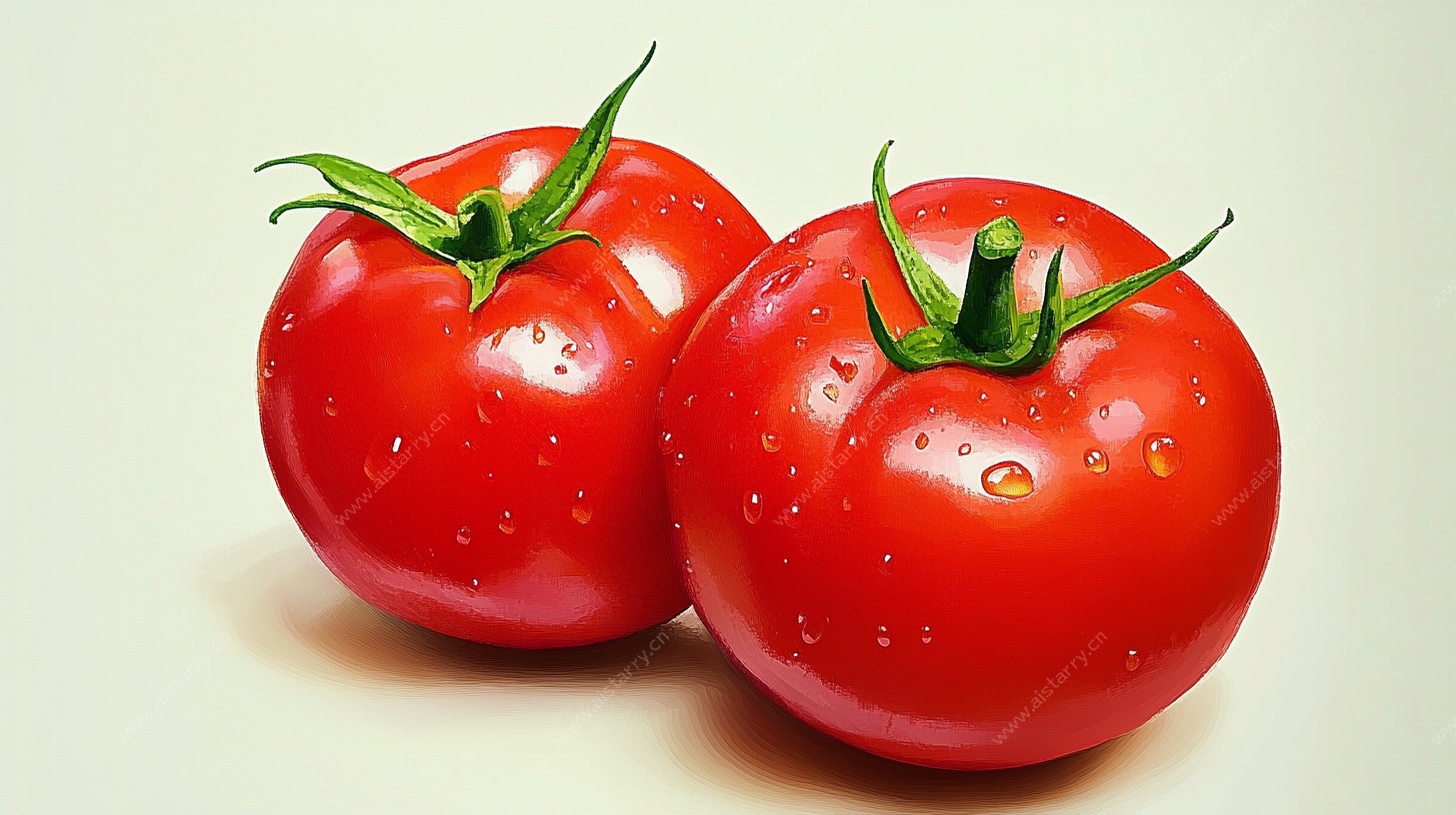 新鲜红番茄 水珠晶莹