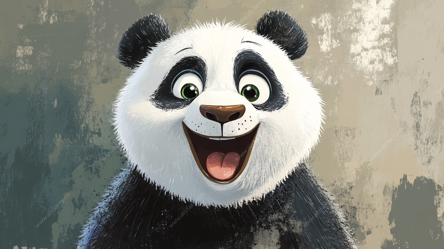 可爱卡通熊猫开心形象