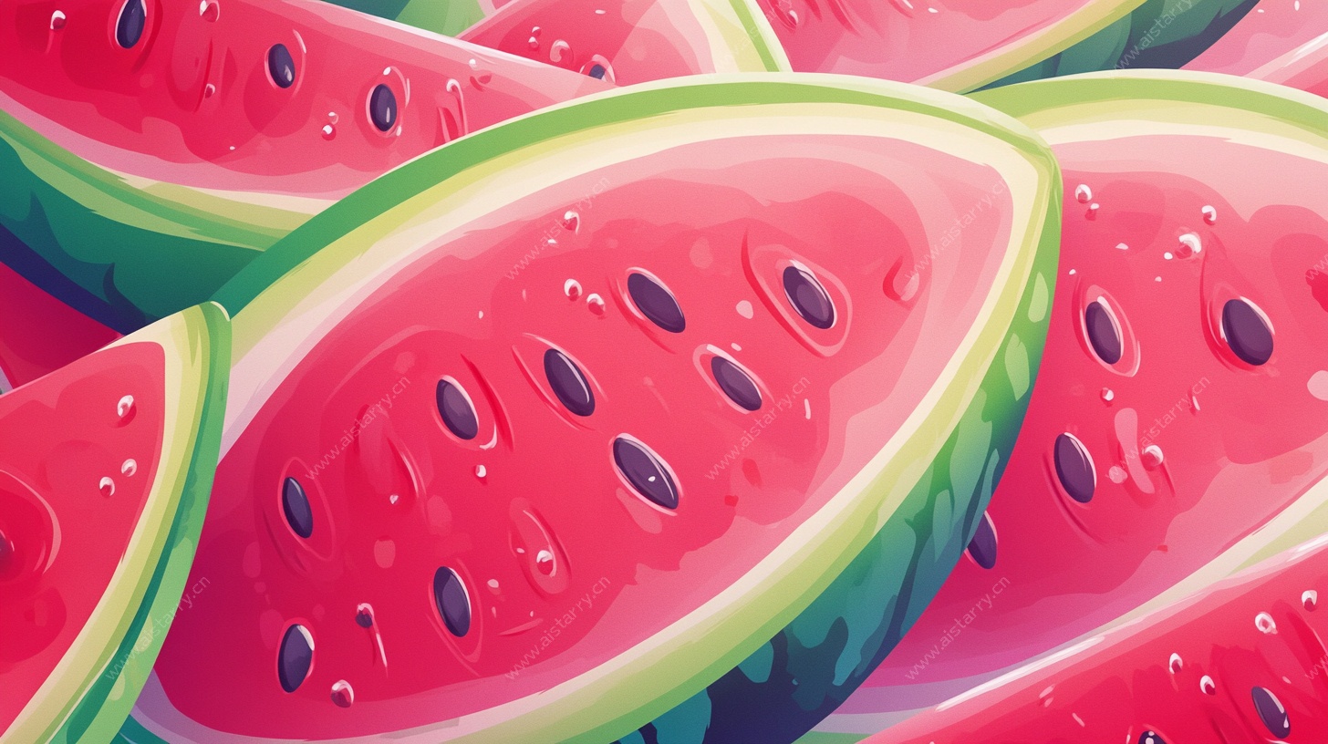 缤纷西瓜切片插画