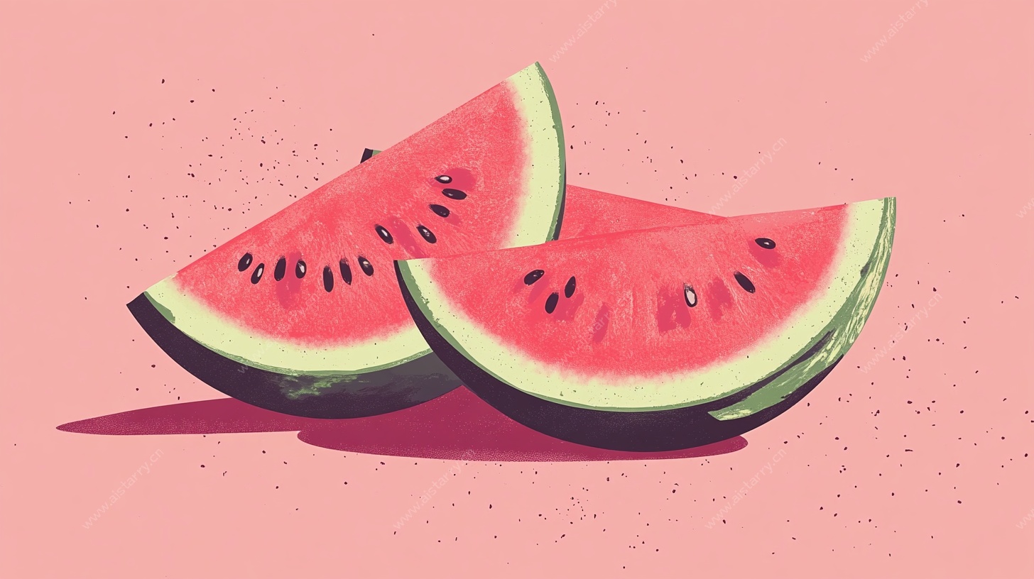 卡通风格的西瓜切片图