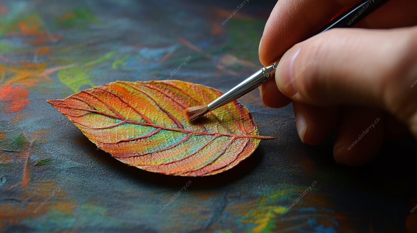 手绘秋叶艺术创作瞬间