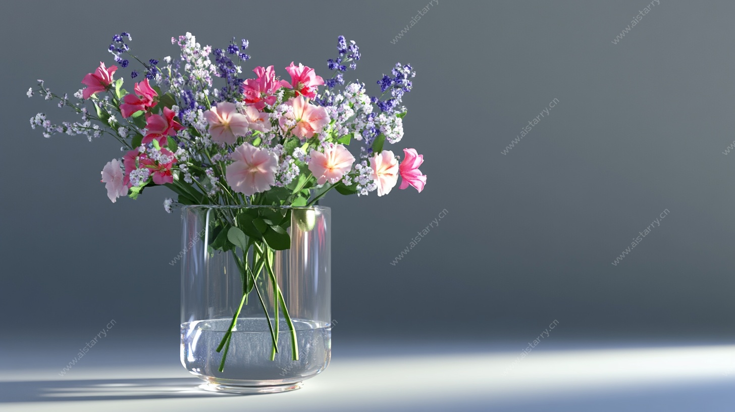 花瓶中的多彩花卉组合