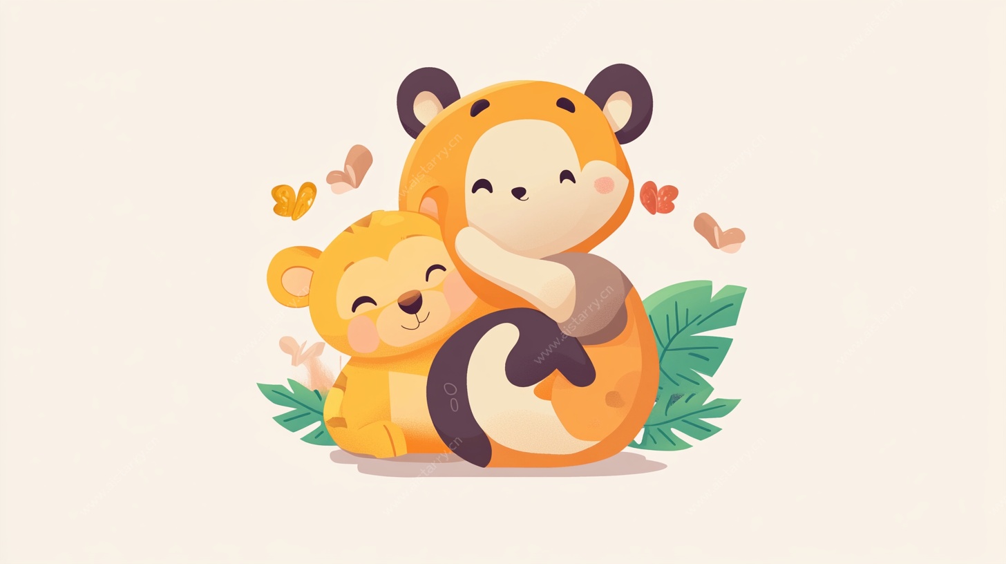 温馨虎崽母子图