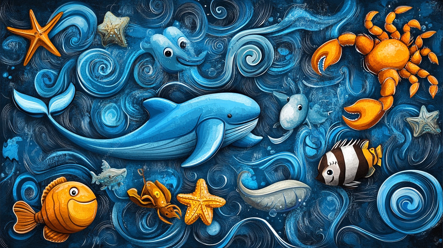 海洋生物奇幻插画