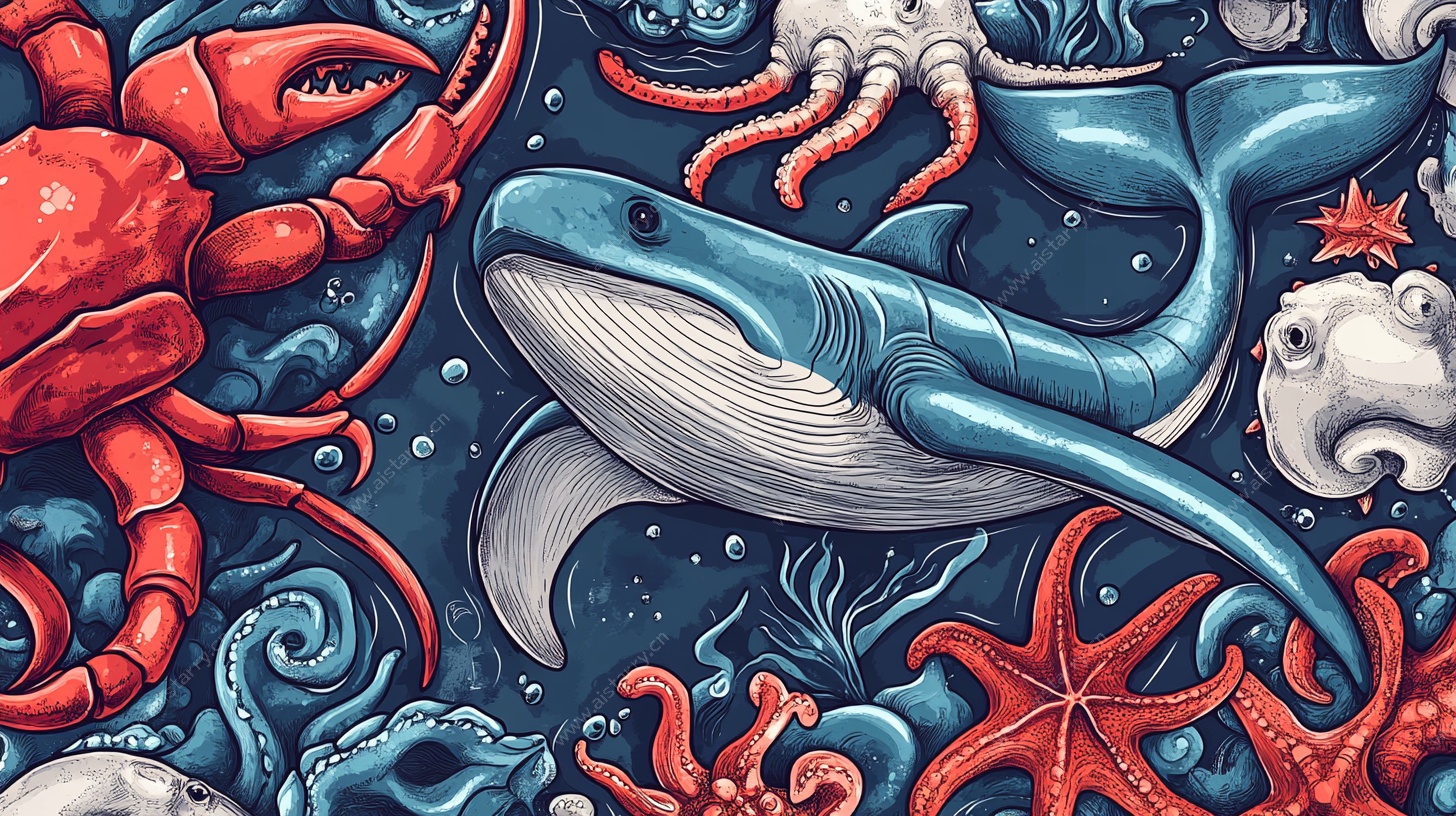 海洋生物奇幻插画