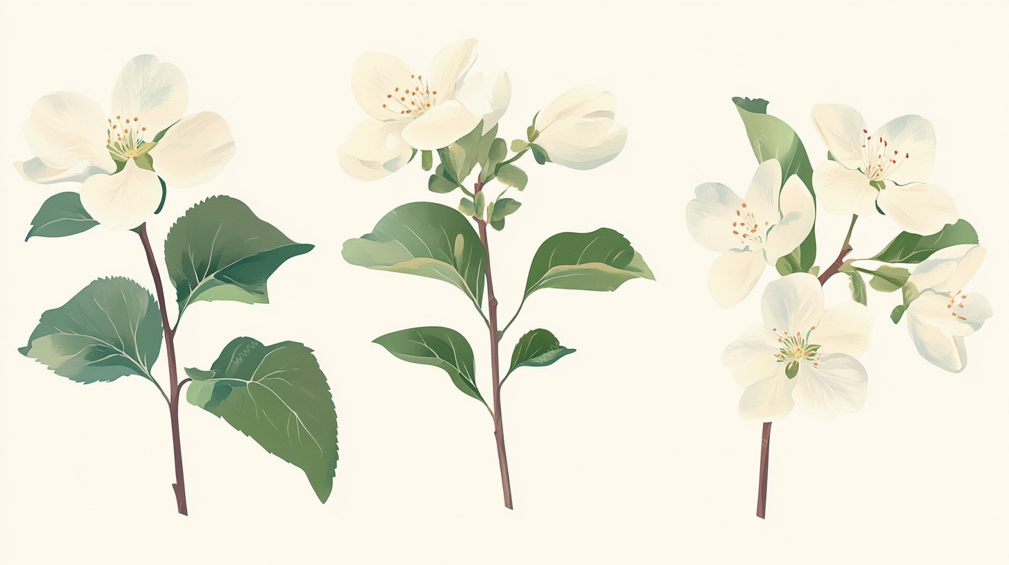 三枝素雅茉莉花插画
