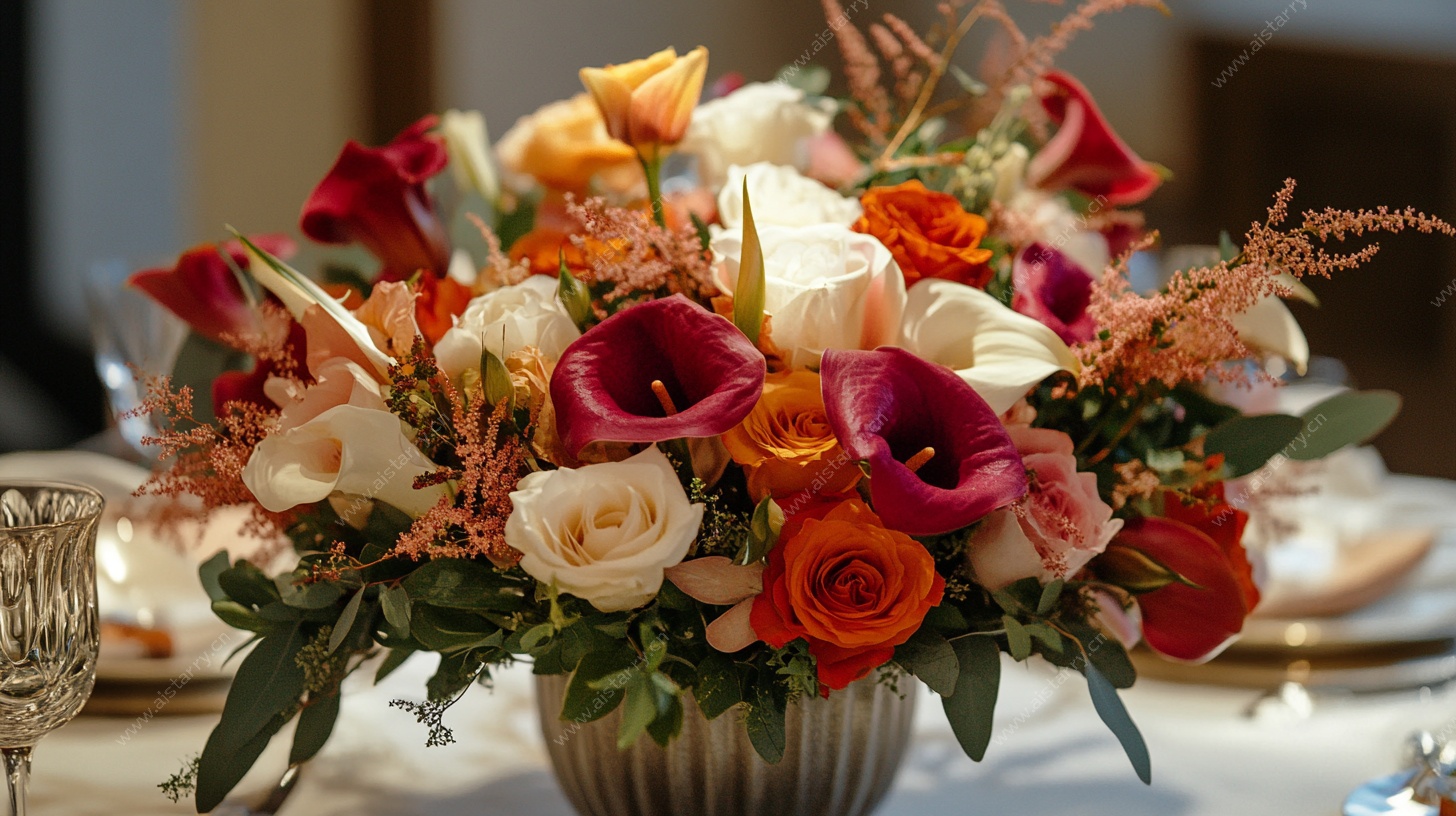 多彩花卉餐桌花饰摆件