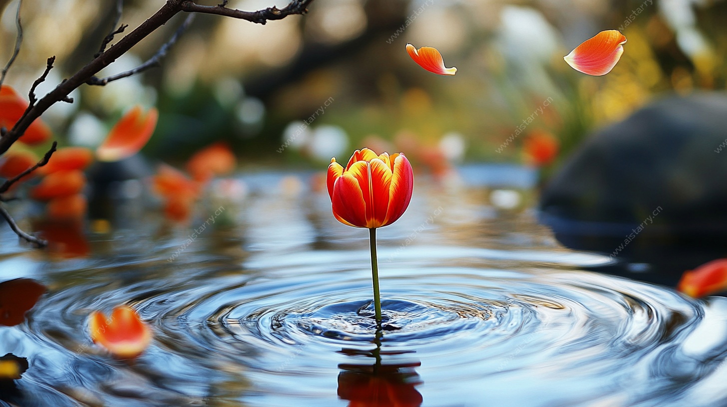 水中独绽郁金香