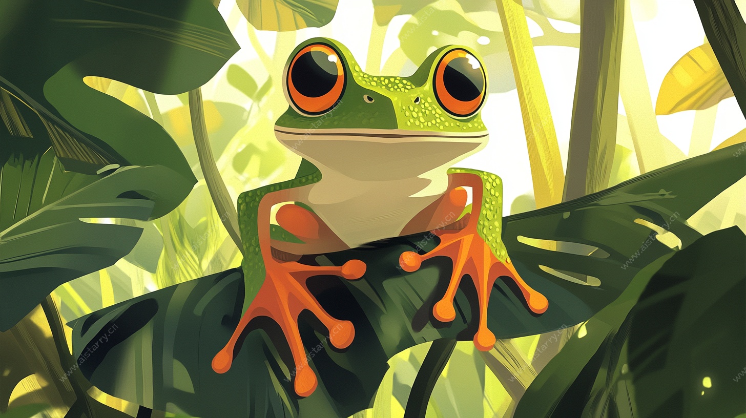 丛林中的可爱绿青蛙