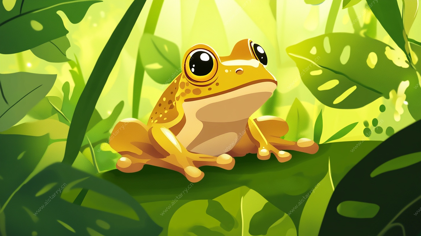 青蛙栖息在繁茂绿叶间