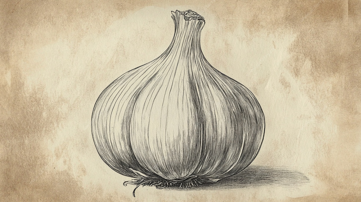 手绘大蒜素描图