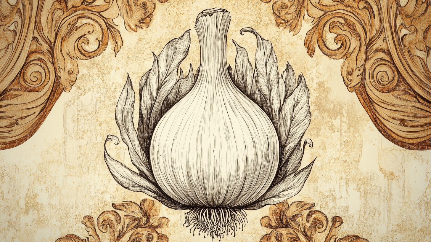 复古风大蒜插画装饰图案